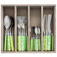 Multi Colour 24-piece cutlery set mixed designs green
