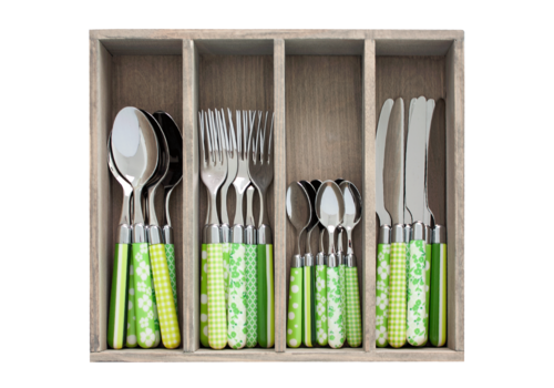 Kom Amsterdam Multi Colour 24-piece cutlery set mixed designs green