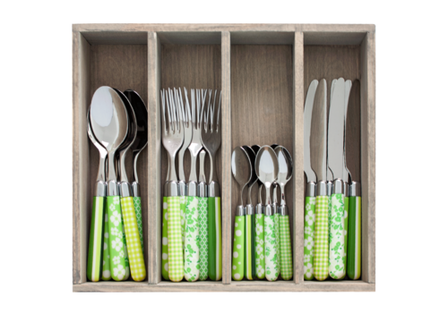 Multi Colour 24-piece cutlery set mixed designs green