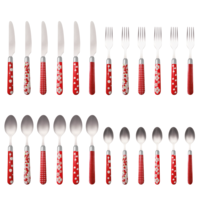 Couvert à la Carte 24-piece cutlery set mixed designs red