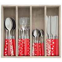 Couvert à la Carte 24-piece cutlery set mixed designs red