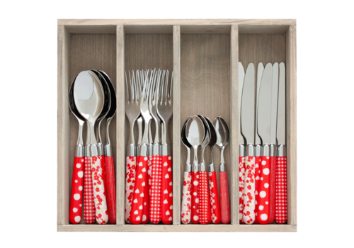 Kom Amsterdam Multi Colour 24-delige bestekset gemixte decors rood