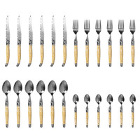 Laguiole Cutlery Set 24-piece Light Horn Effect in Wooden  Box