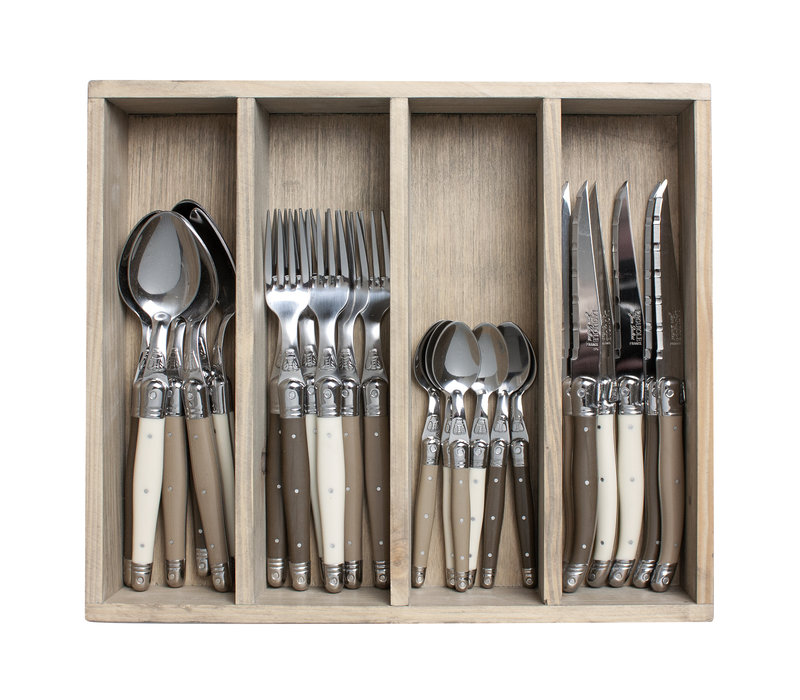 Laguiole Cutlery Set 24-piece Linen Mix