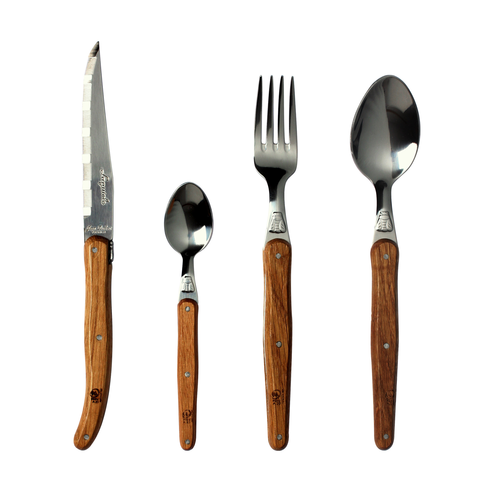 Laguiole cutlery set 24piece 1.2mm oak wood Kom Amsterdam
