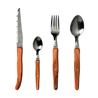 Laguiole cutlery set 24-piece olive wood