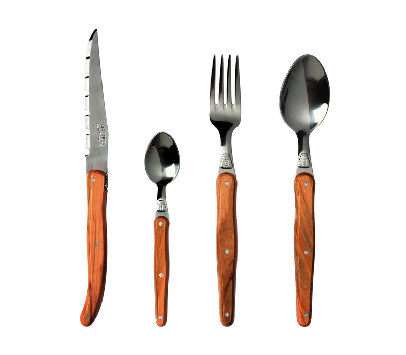 Laguiole cutlery set 24-piece olive wood