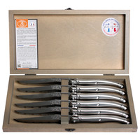Laguiole Classic 6 Steak Knives Stainless Steel in Wooden Box