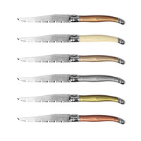 Laguiole Classic 6 Steak Knives Mineral Mix in Wooden Box