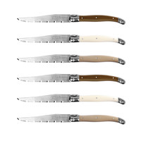 Laguiole Classic 6 Steak Knives Linen Mix in Wooden Box