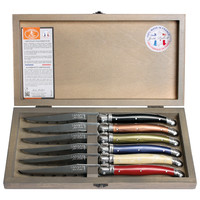 Laguiole 6 Classic Steak knives Autumn Mix in Wooden Box