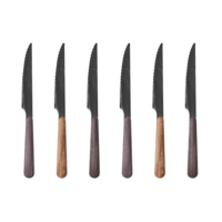 Wood Style 6 Steak Knives 'Sequoia Mix'