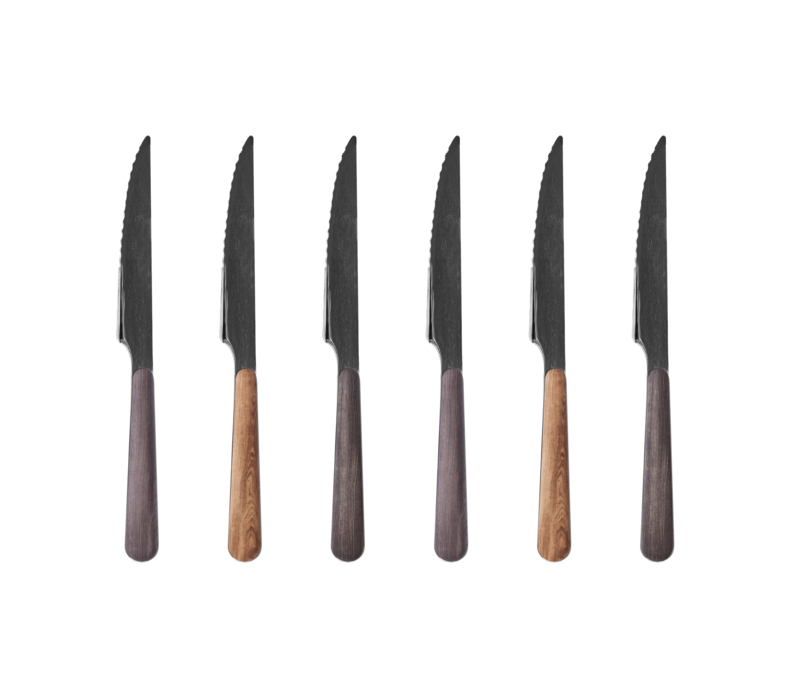 Wood Style 6 Steak Knives 'Sequoia Mix'