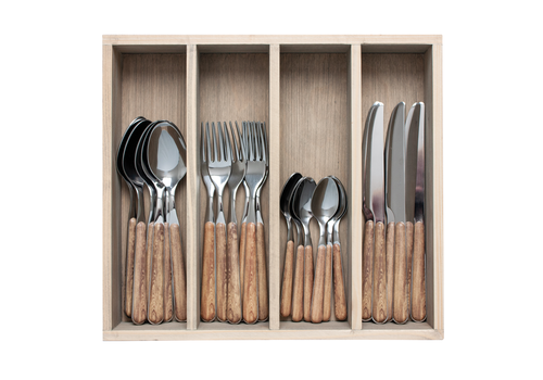 Wood Style Couverts à Dîner 24 pièces «Cèdre» dans une Boîte