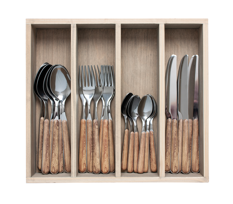 Wood Style 24-piece Dinner Cutlery “Cedar” in Box