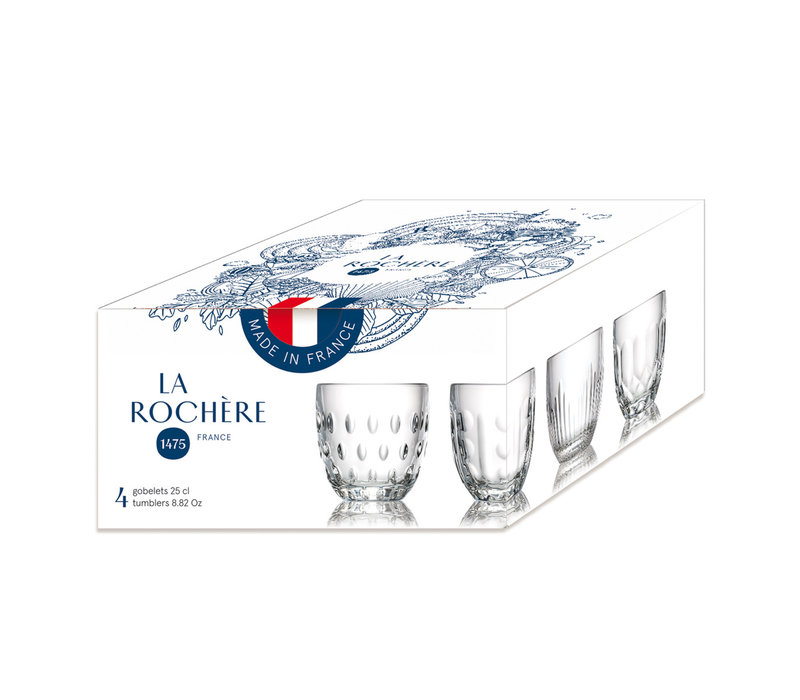 Rochère Mix Set 4 Wasser/Tumbler Gläser 25 cl Retro