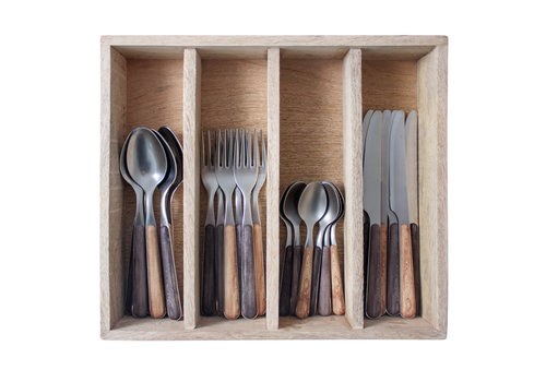 Wood Style 6-Person Cutlery Set - 24 Pieces ‘Sequoia Mix' in Wooden Gift Box