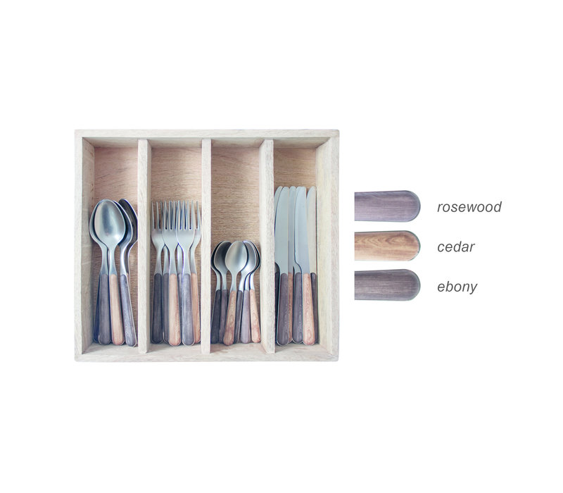 Premium Wood Style 6-Person Dinner Cutlery Set - 24-Piece Stainless Steel, Dishwasher Safe, Elegant Gift Box