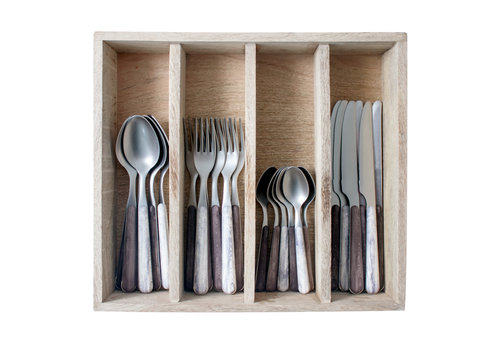 Wood Style 24-piece Dinner Cutlery “Glacier Mix” in box