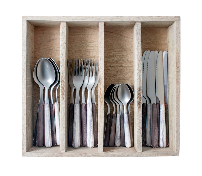 Wood Style 24-piece Dinner Cutlery “Glacier Mix” in box