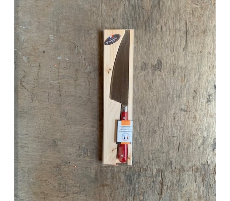BF2050 Laguiole kitchen knife blade 12 cm, thickness 1.5 mm with red wooden handle in display - Copy