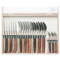 Laguiole Premium Cutlery set 24-piece Mixed Wood in Box