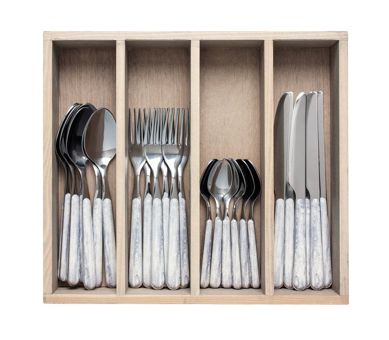 Wood Style 24-piece Dinner Cutlery “Birch” in Box