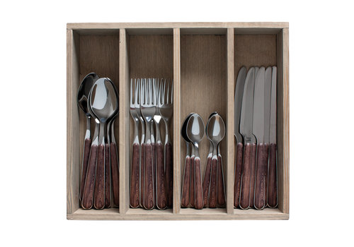 Wood Style 24-piece Dinner Cutlery “Acacia” in Box