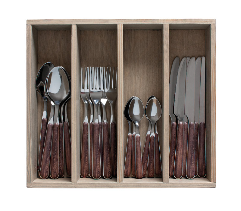 Wood Style 24-piece Dinner Cutlery “Acacia” in Box