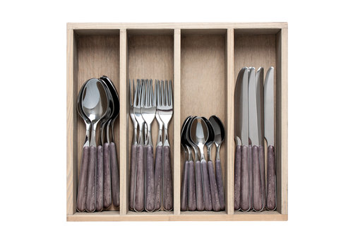Couverts de table en bois 24 pièces « bois de rose » en boîte