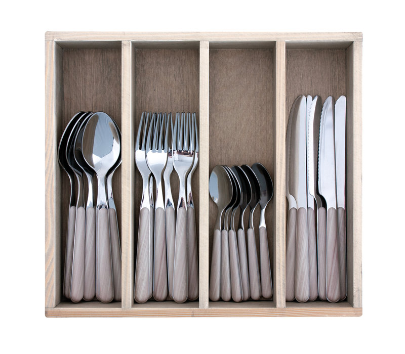 Wood Style 24-piece Dinner Cutlery 'Maple'