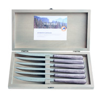 Wood Style 6 Steak Knives "Rosewood" in Box