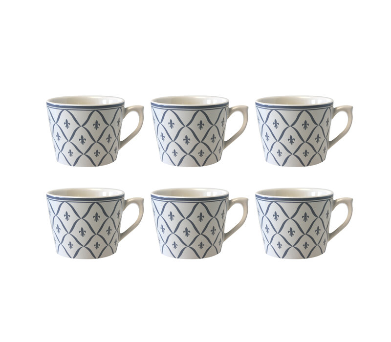 Dépôt d'Argonne lot de 6 Tasse Cappuccino Fleur de Lys, Gris