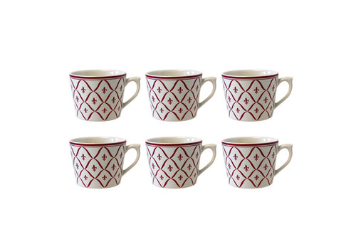 Dépôt d'Argonne Dépôt d'Argonne set of 6 Cappuccino Cup Fleur de Lys, Red