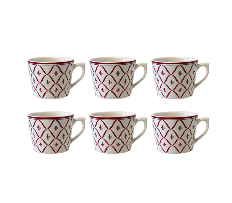 Dépôt d'Argonne lot de 6 Tasse Cappuccino Fleur de Lys, Rouge