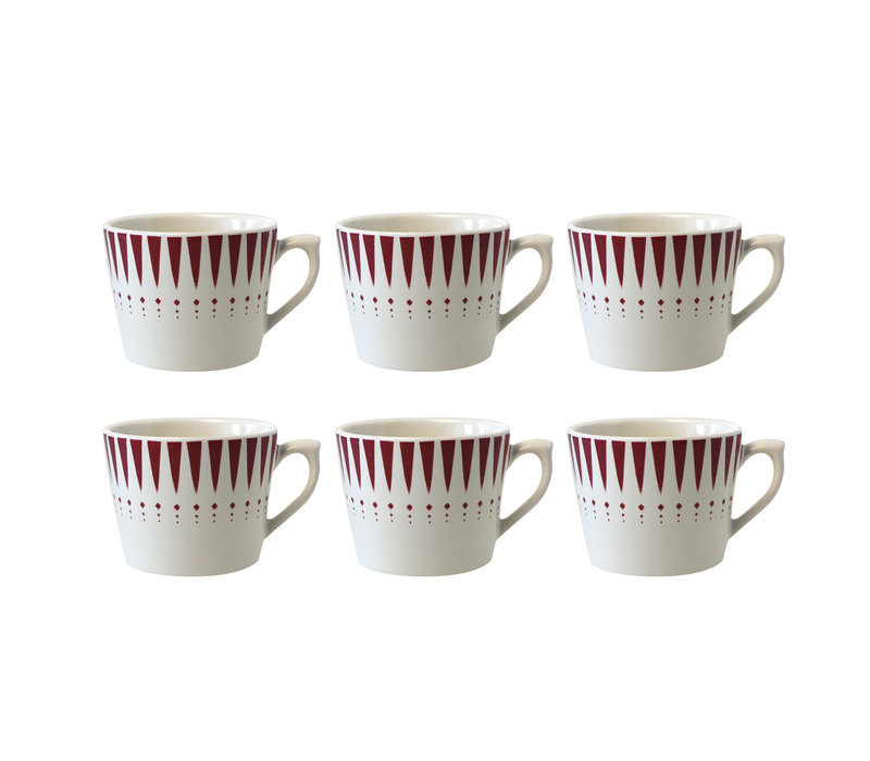 Dépôt d'Argonne lot de 6 tasses à cappuccino Arlequin, rouge