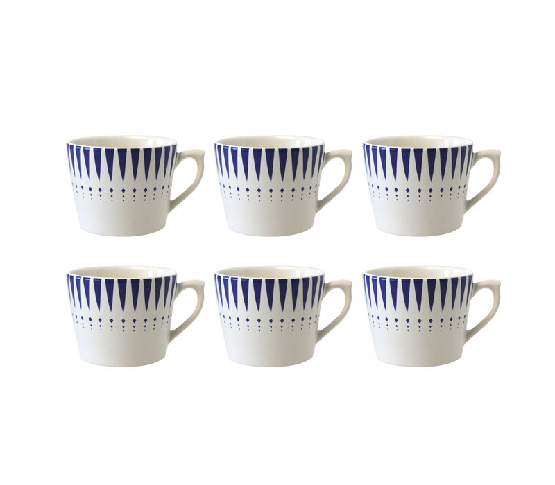 Dépôt d'Argonne set of 6 Cappuccino Cup Arlequin, Blue