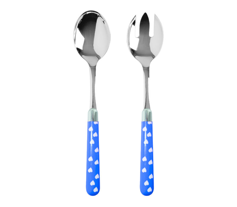 Multi Colour Couverts à Salade Coeurs Bleu