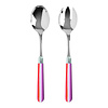 Multi Colour Salad Servers Stripes Red