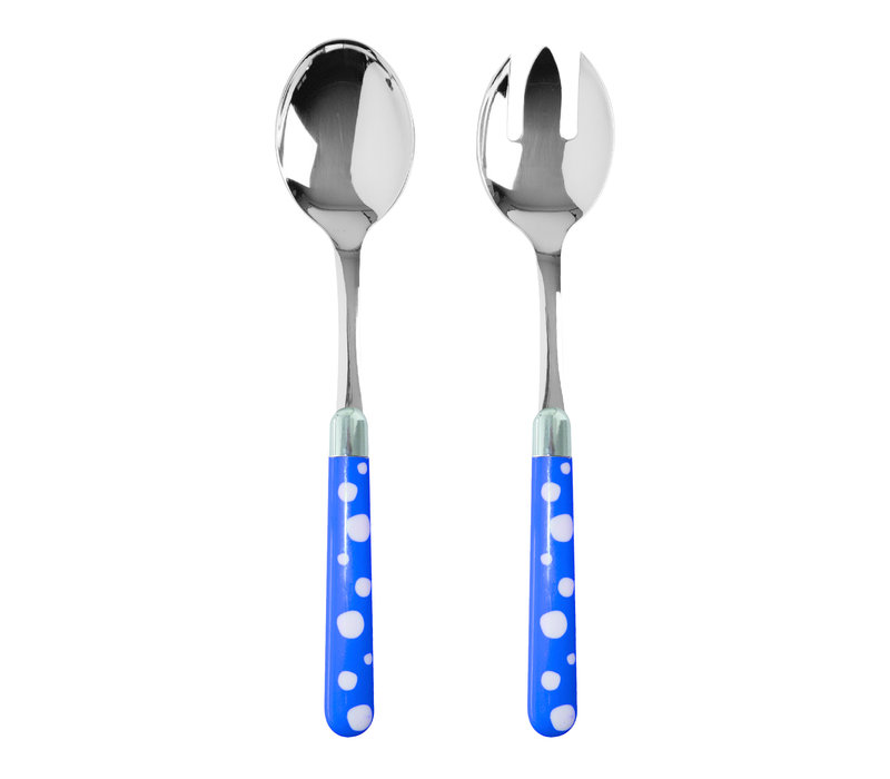 Multi Colour Couverts à Salade Points Bleu
