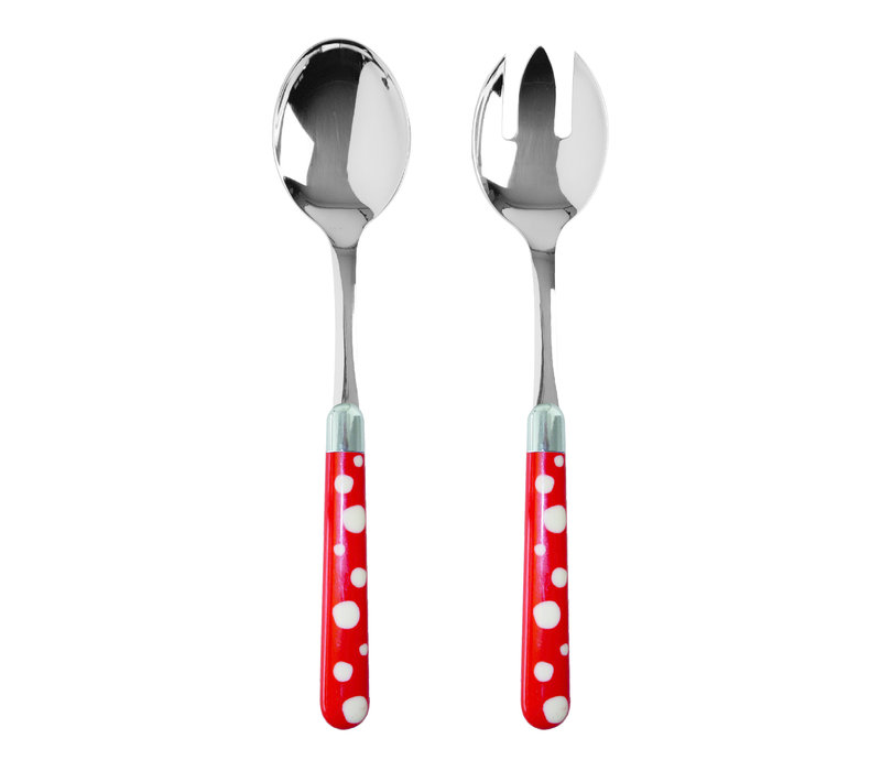 Couvert à la Carte Salad Servers Dots Red