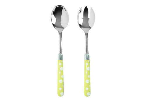Kom Amsterdam Multi Colour Salad Servers Dots Yellow