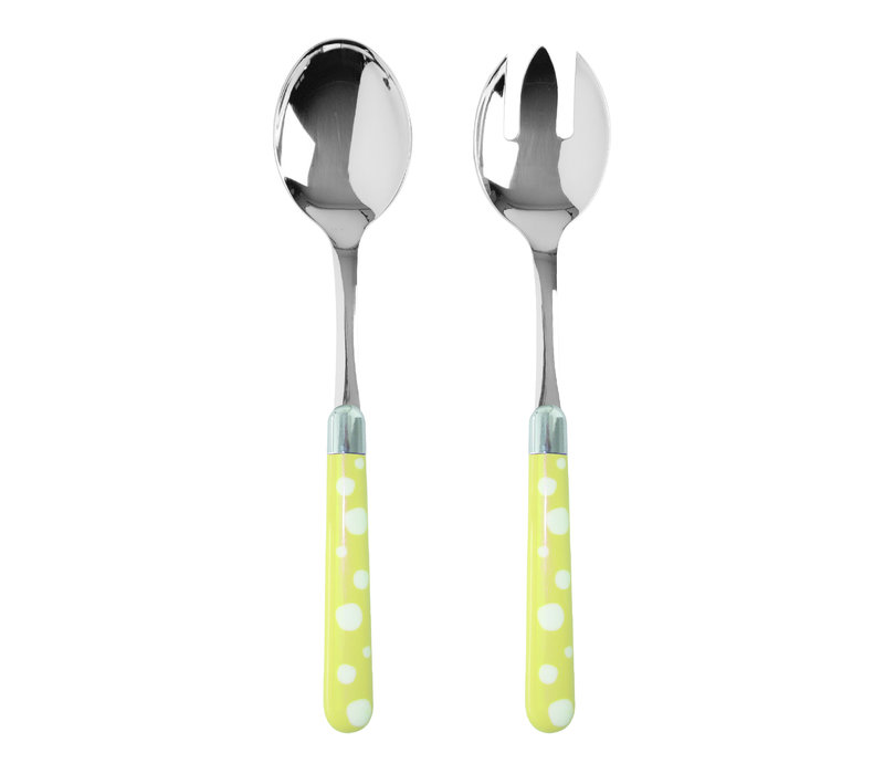 Multi Colour Couverts à Salade Points Jaune