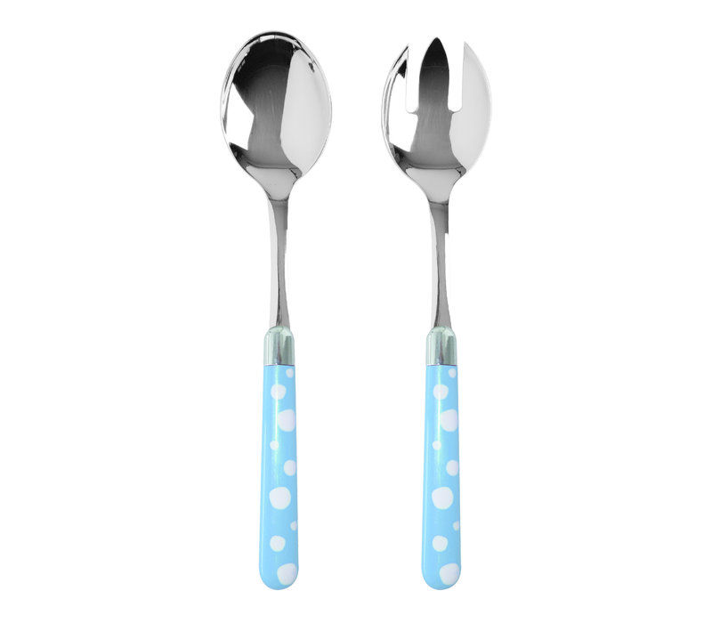 Multi Colour Salad Servers Dots Sky Blue