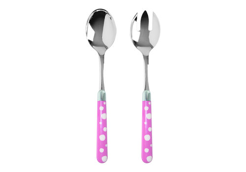 Kom Amsterdam Multi Colour Salad Servers Dots Pink