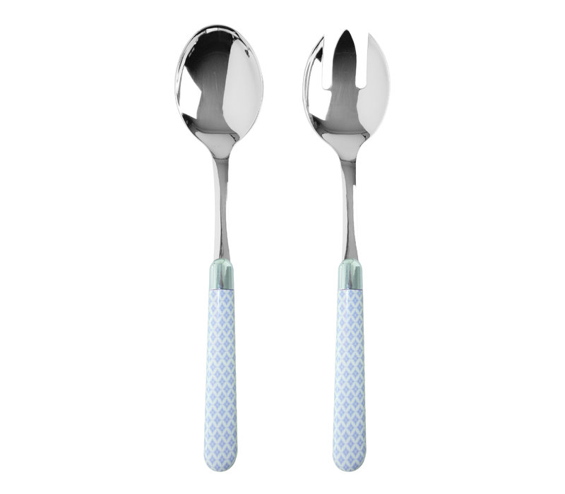 Multi Colour Salad Servers Damasco Sky Blue