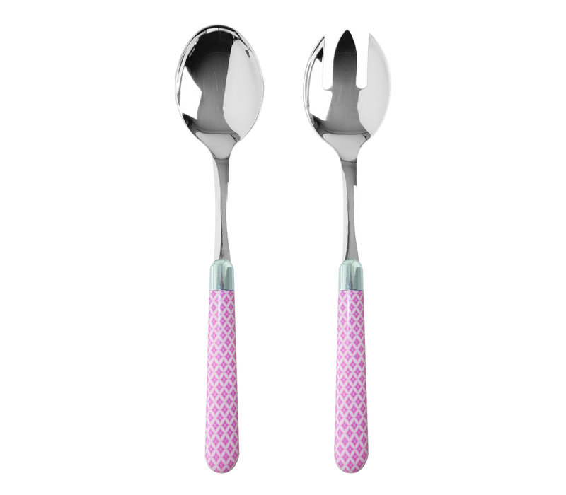 Multi Colour Salad Servers Damasco Pink
