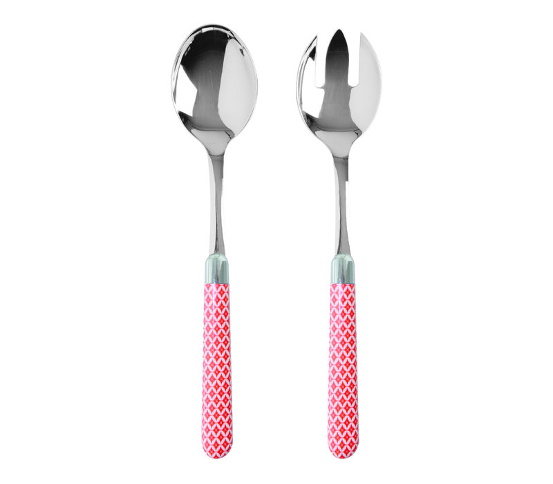 Multi Colour Salad Servers Damasco Red