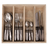 Murano Dinner Cutlery (24-piece) – For 6 People – Gray in Wooden Box | Italian Design