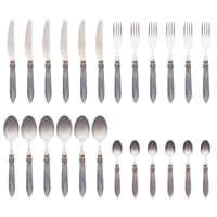 Murano Dinner Cutlery (24-piece) – For 6 People – Gray in Wooden Box | Italian Design